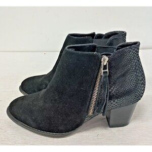 Vionic Womens Anne Bootie Size 6 Black Suede Snake Print Block Heel Supportive